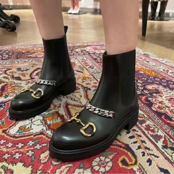 New in box Gucci Horsebit & Chain Leather Chelsea boots - Picture 2 of 8